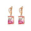 Champagne Pink Ombre Rectangular Cubic Zirconia Earrings