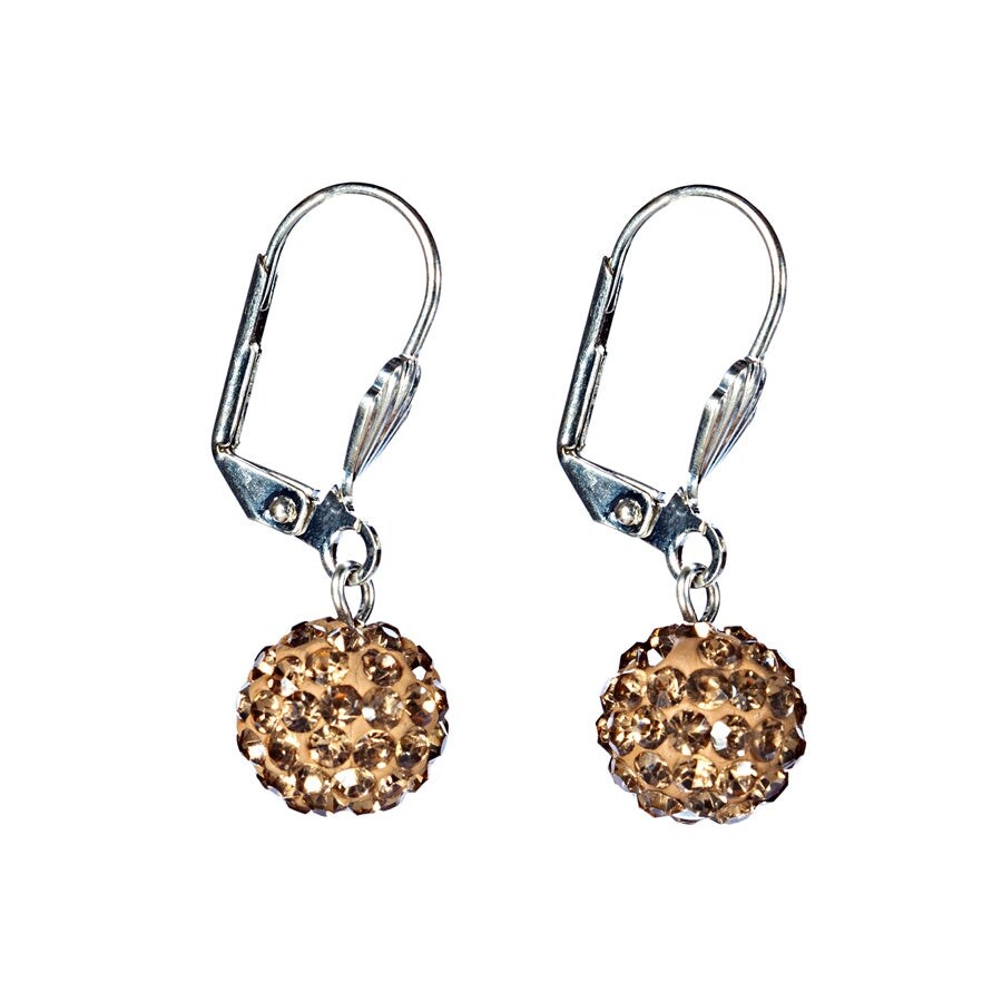 Champagne Swarovski Crystal Ball Drop Earrings