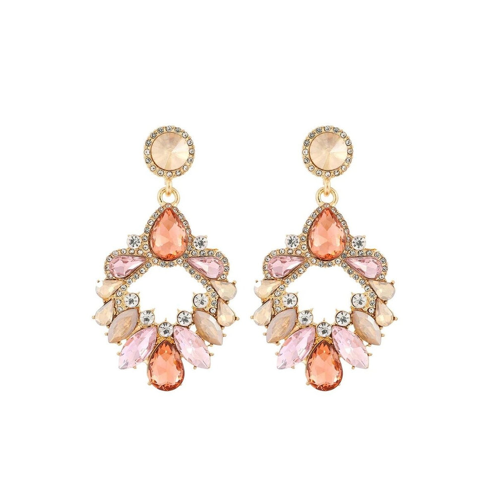 Champagne, Pink & Coral Crystal Chandelier Drop Earrings