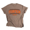 Checkered Arched Pumpkin Season Garment Dyed Tee