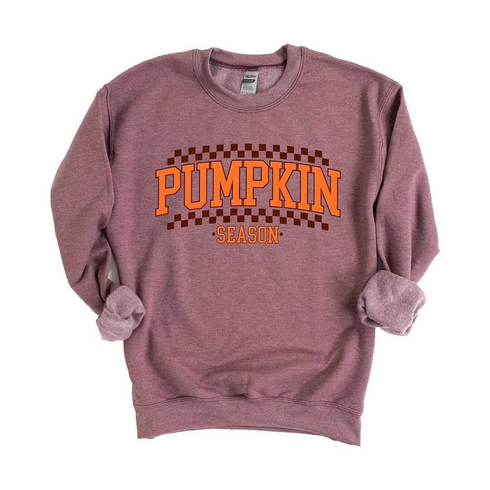 Checkered Arched Pumpkin Season Graphic Sweatshirt