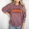 Checkered Arched Pumpkin Season Graphic Sweatshirt