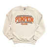 Checkered Arched Pumpkin Season Graphic Sweatshirt