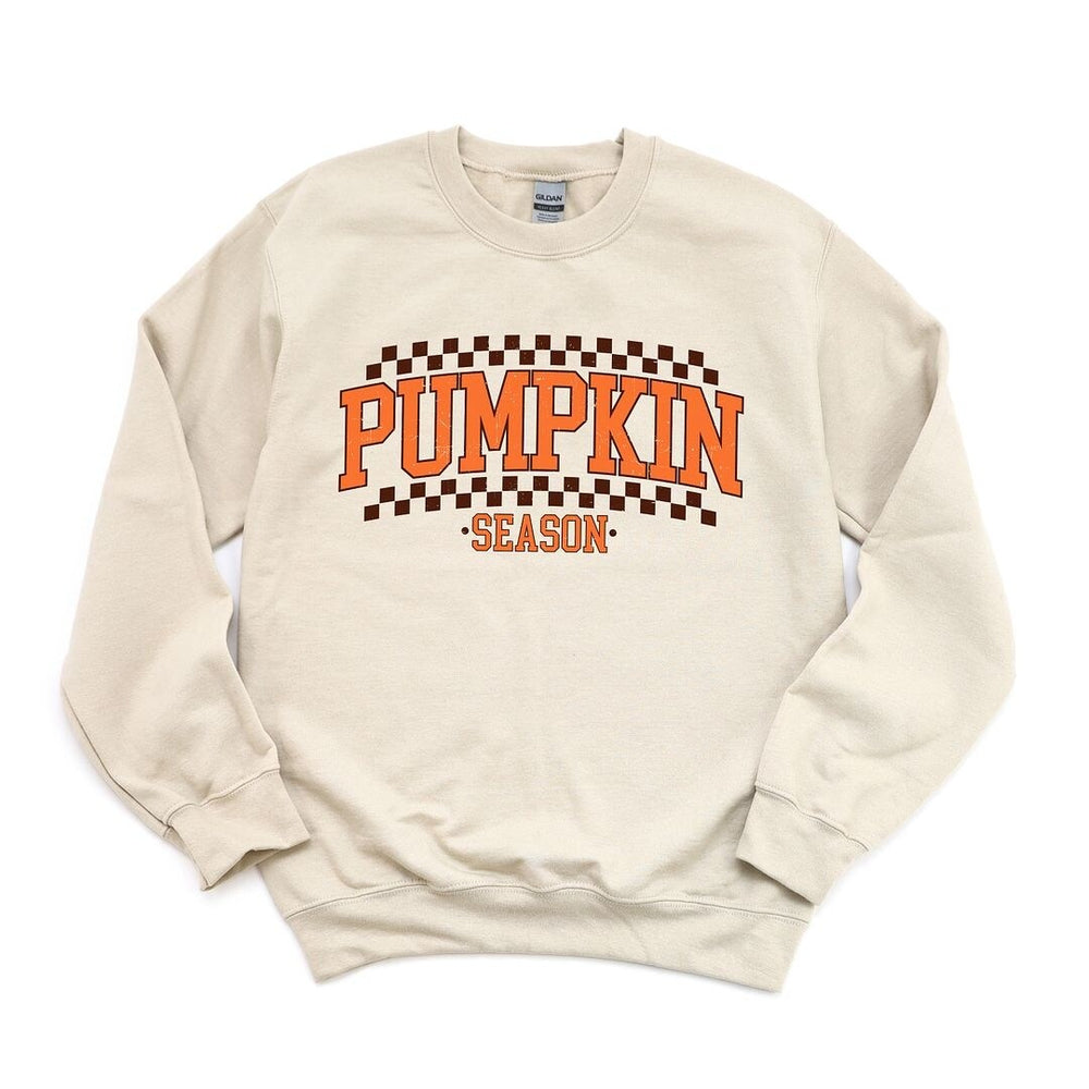 Checkered Arched Pumpkin Season Graphic Sweatshirt