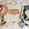 Checkered Arched Pumpkin Season Graphic Sweatshirt