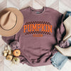 Checkered Arched Pumpkin Season Graphic Sweatshirt