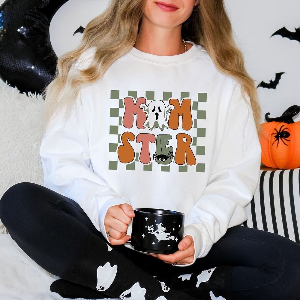 Checkered Momster Ghost Sweatshirt