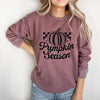 Checkered Pumpkin Season Cursive Graphic Sweatshirt