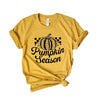 Checkered Pumpkin Season Cursive Short Sleeve Crewnneck Tee