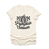 Checkered Pumpkin Season Cursive Short Sleeve Crewnneck Tee