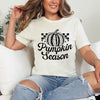 Checkered Pumpkin Season Cursive Short Sleeve Crewnneck Tee