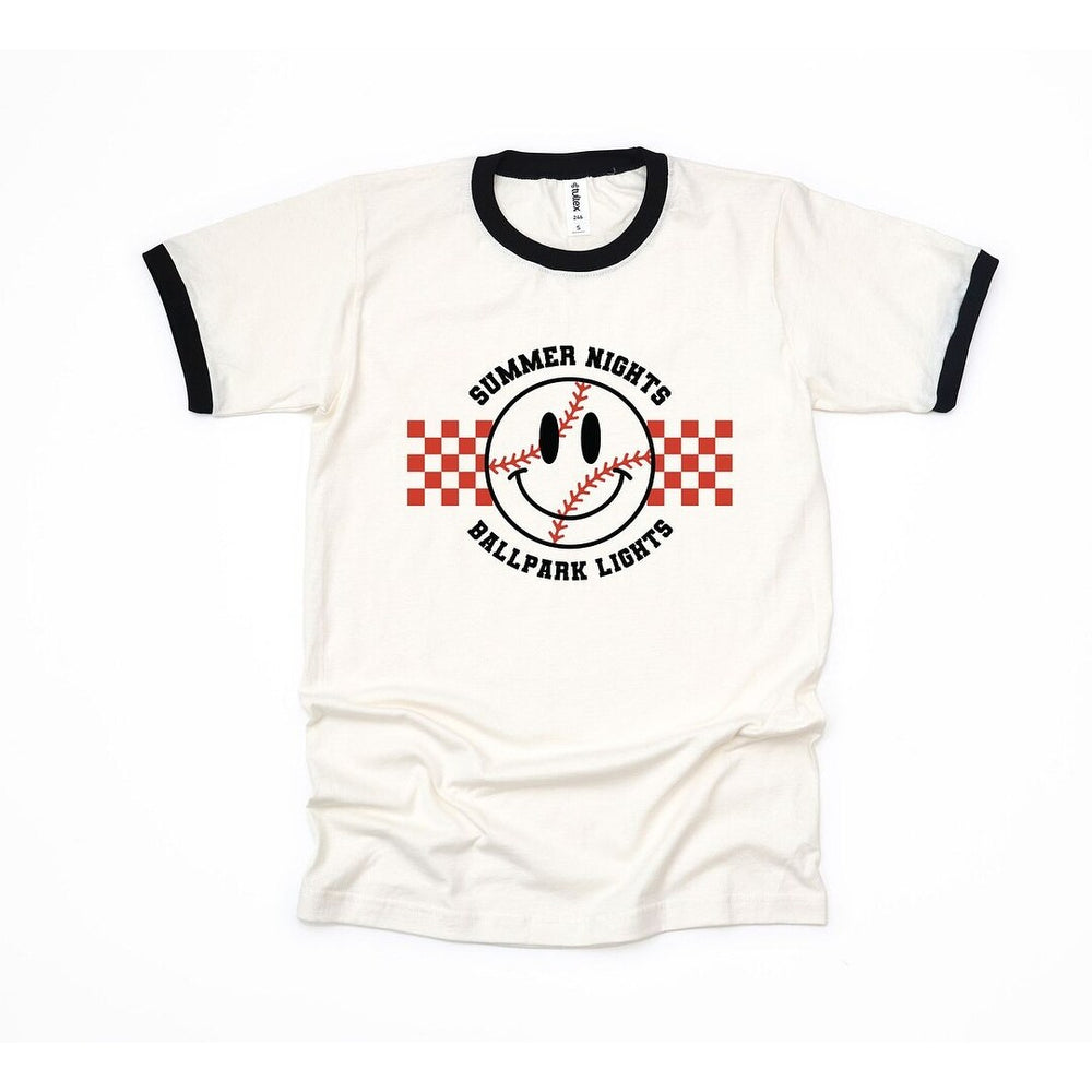 Checkered Summer Nights Ringer Tee