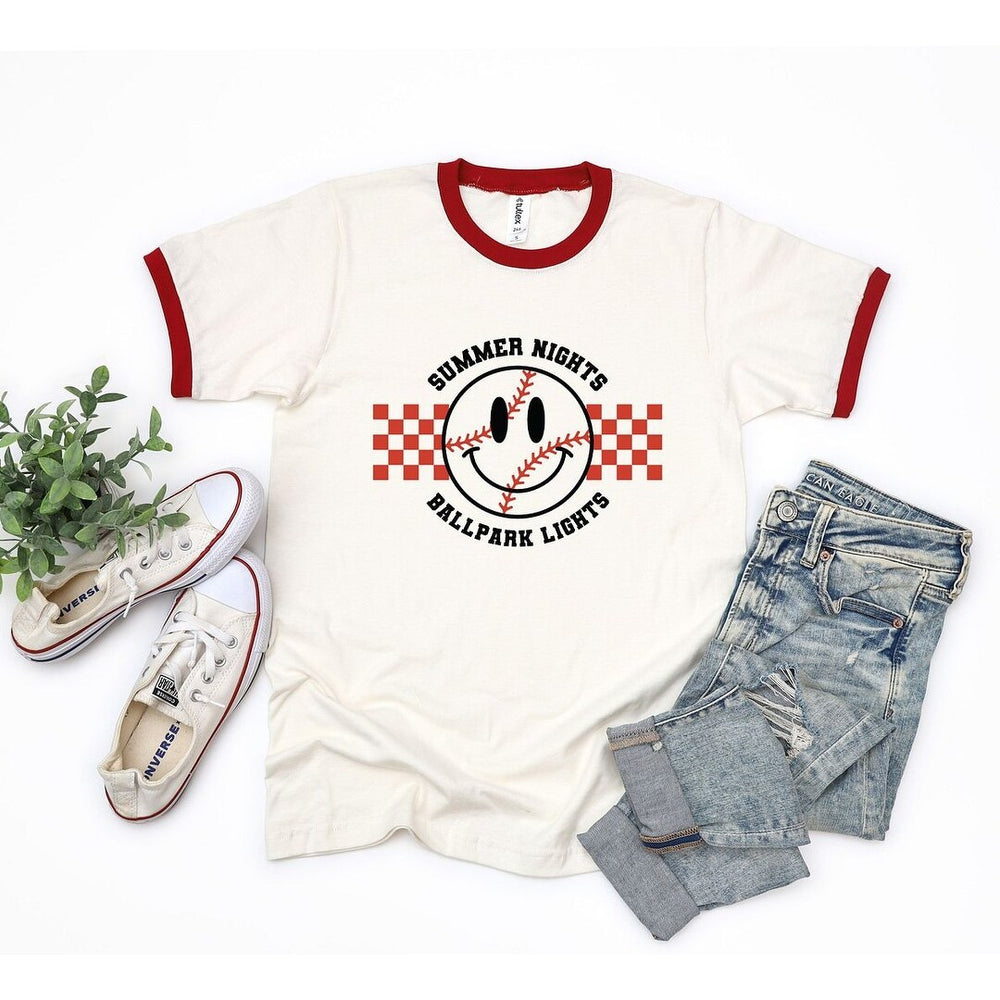 Checkered Summer Nights Ringer Tee