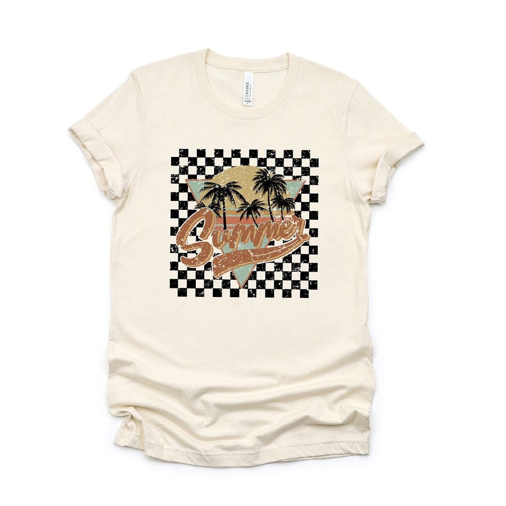 Checkered Summer Short Sleeve Crewnneck Tee