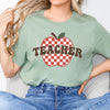 Checkered Teacher Apple Short Sleeve Crewnneck Tee