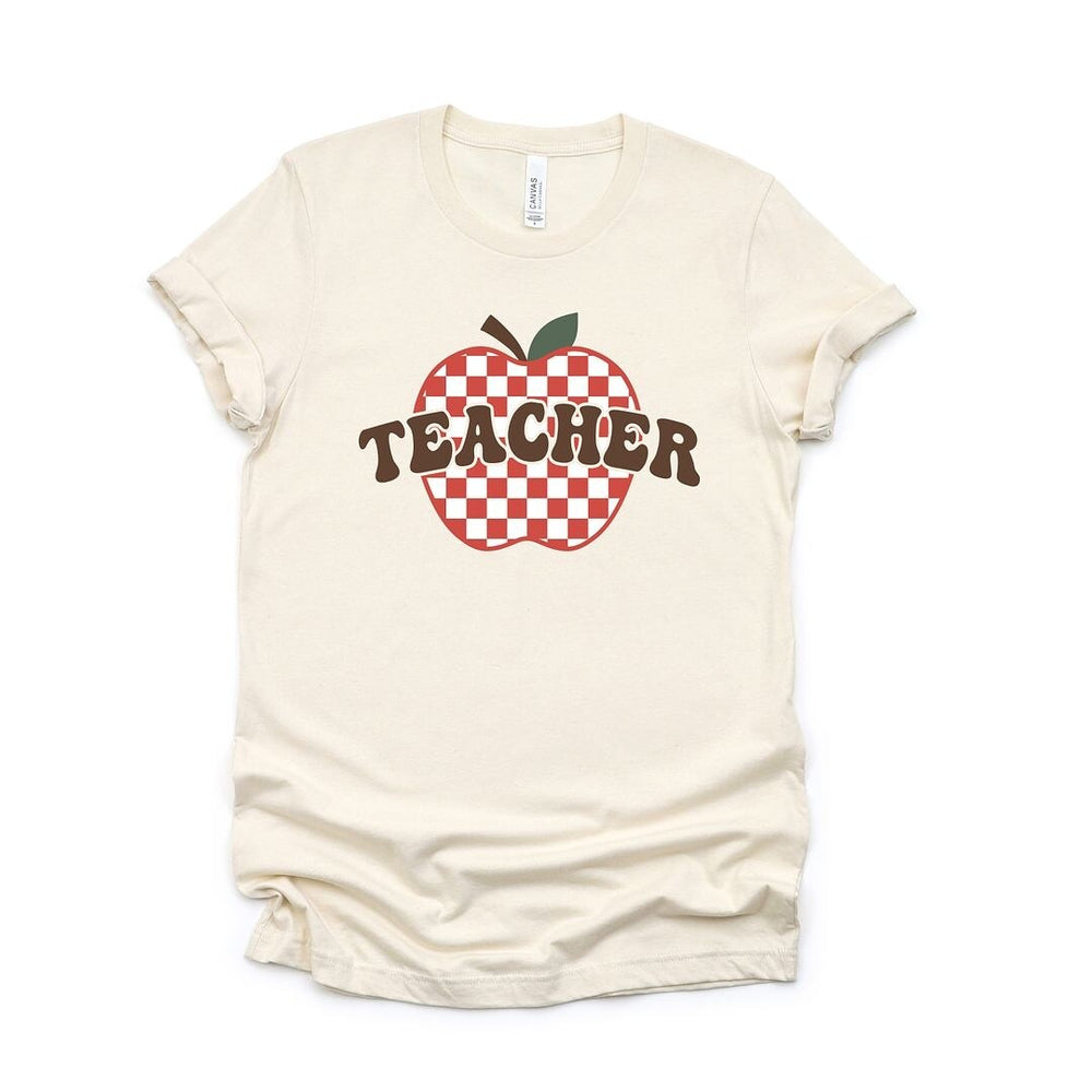 Checkered Teacher Apple Short Sleeve Crewnneck Tee