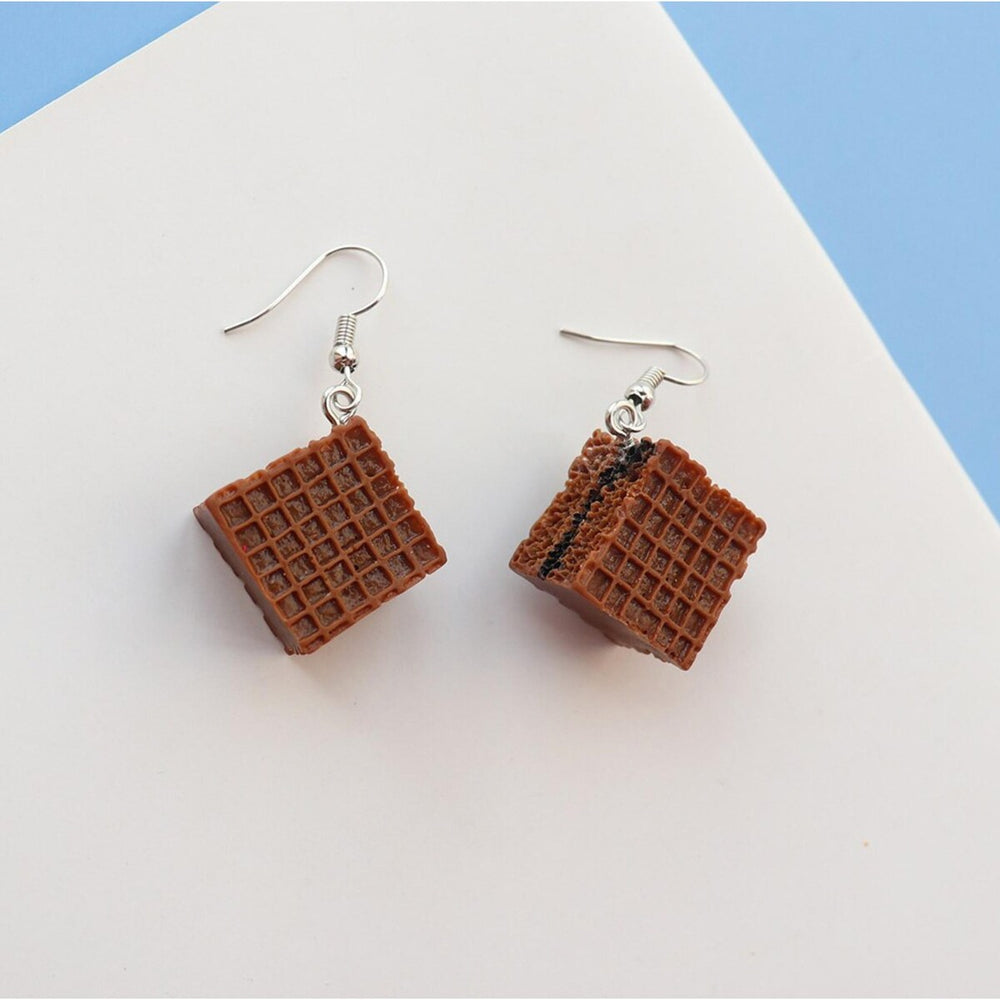 Chocolate Waffle Drop Earrings