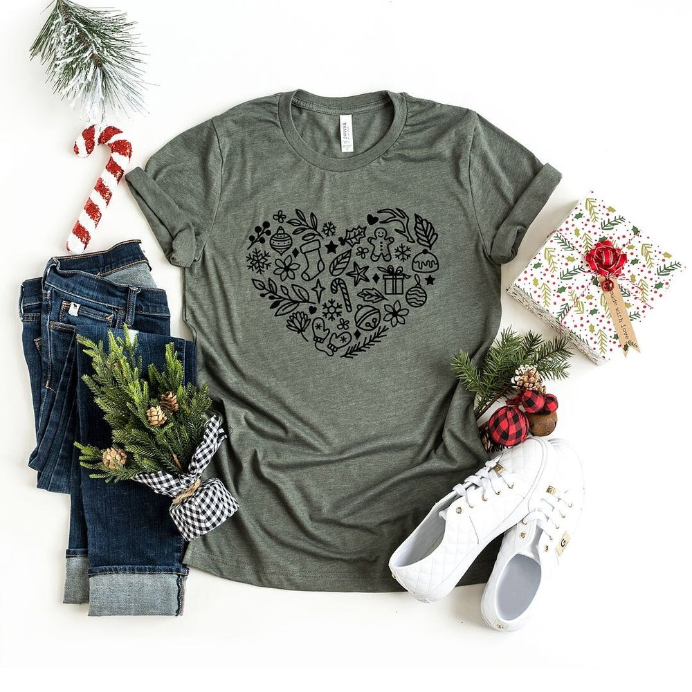 Christmas Heart Short Sleeve Tee