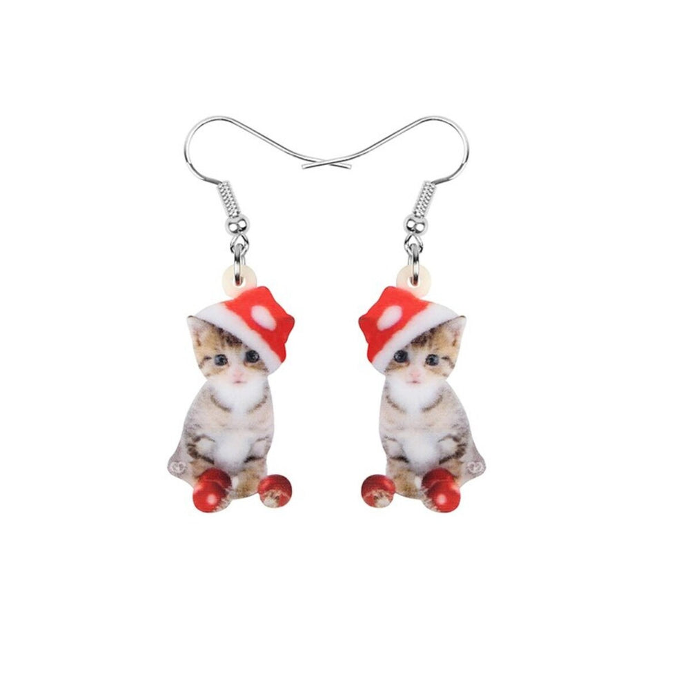 Christmas Kitten Drop Earrings