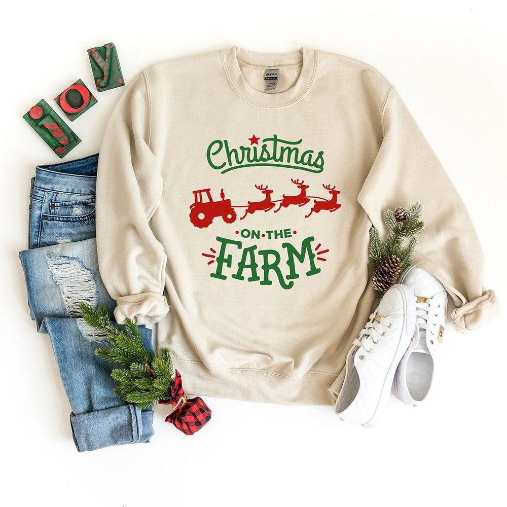 Christmas On The Farm Tractor Graphic Sweatshirt