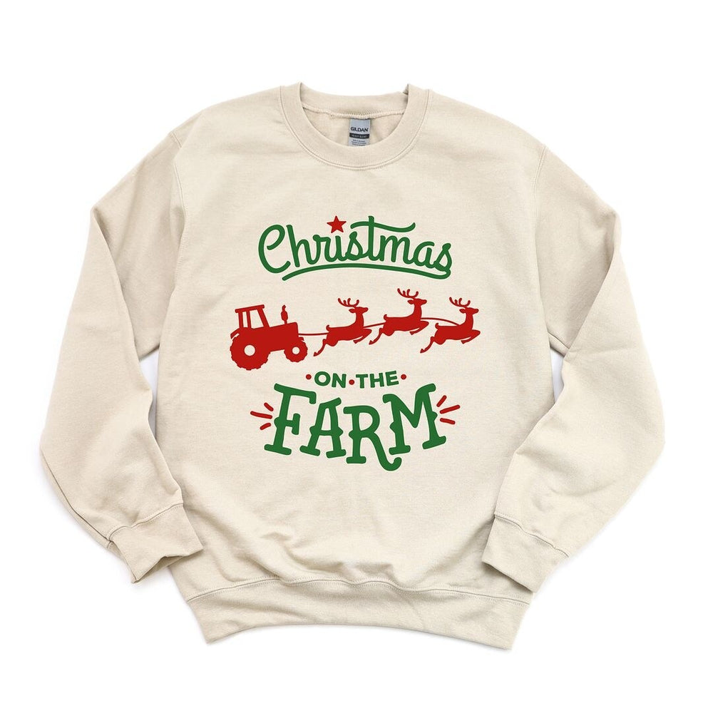 Christmas On The Farm Tractor Graphic Sweatshirt