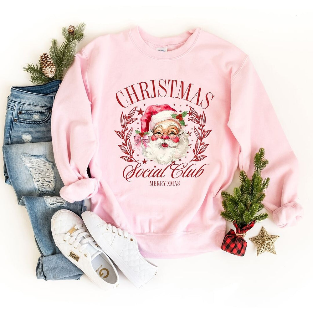 Christmas Social Club Santa Graphic Sweatshirt