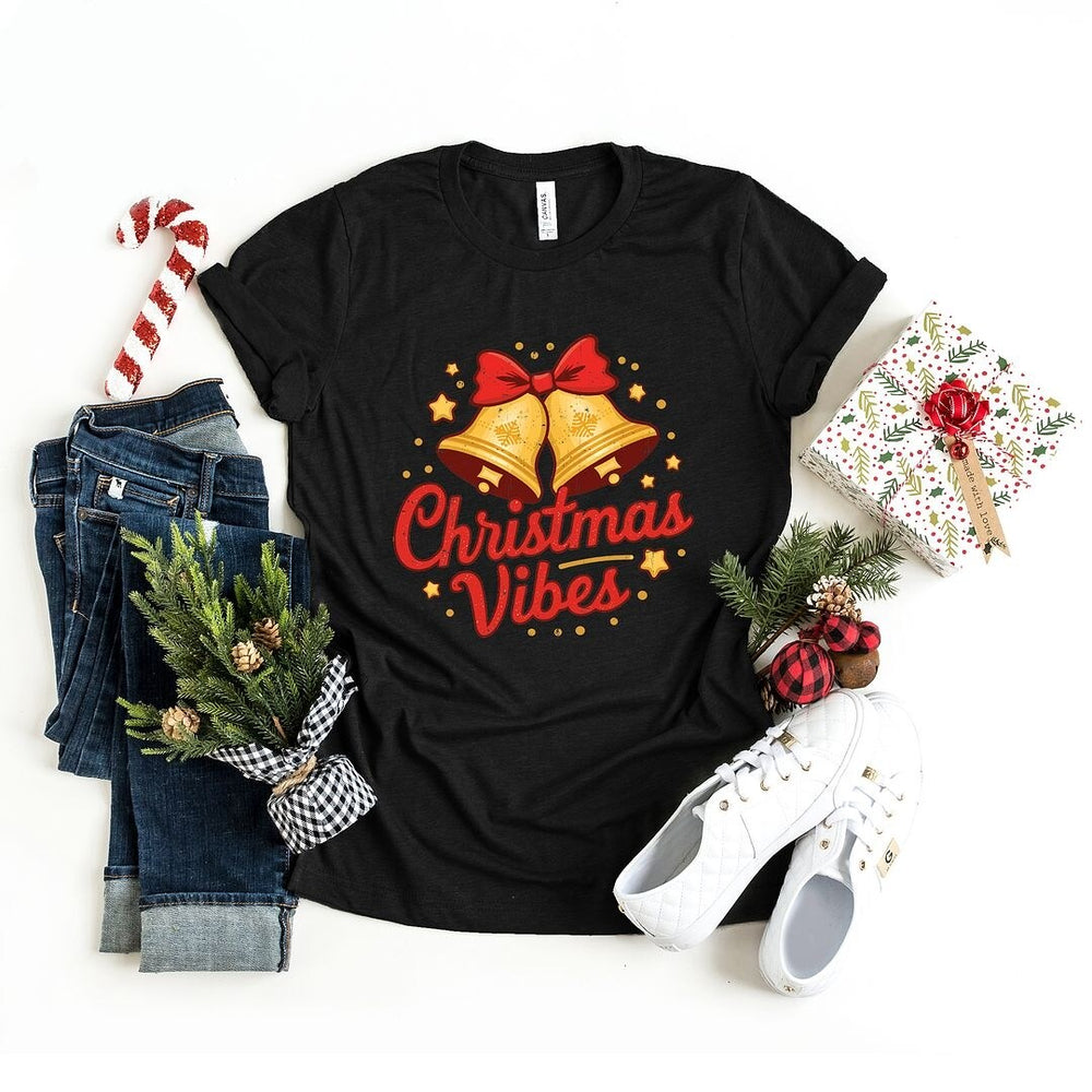 Christmas Vibes Bells Short Sleeve Crewnneck Tee