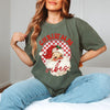 Christmas Vibes Santa Checkered Garment Dyed Tee