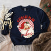 Christmas Vibes Santa Checkered Graphic Sweatshirt