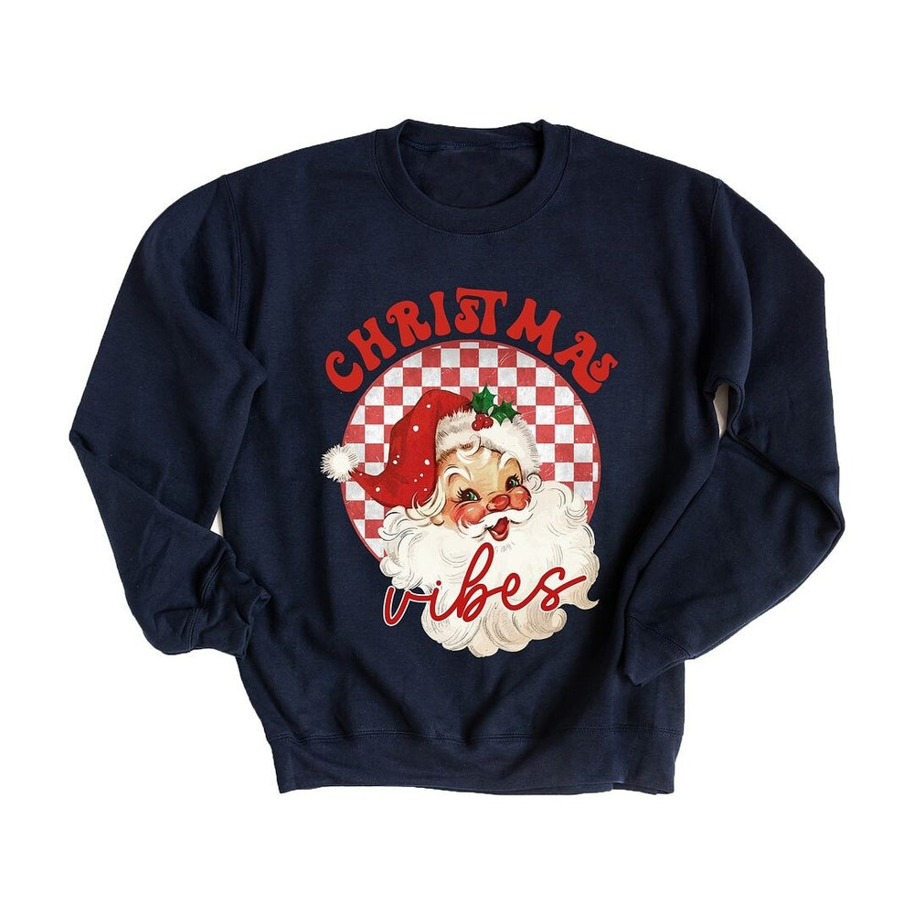 Christmas Vibes Santa Checkered Graphic Sweatshirt