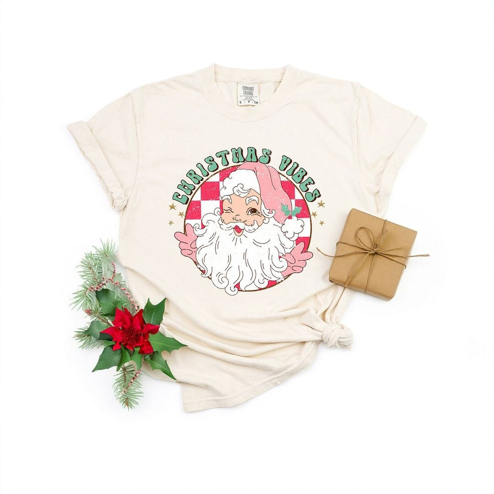 Christmas Vibes Santa Garment Dyed Tee