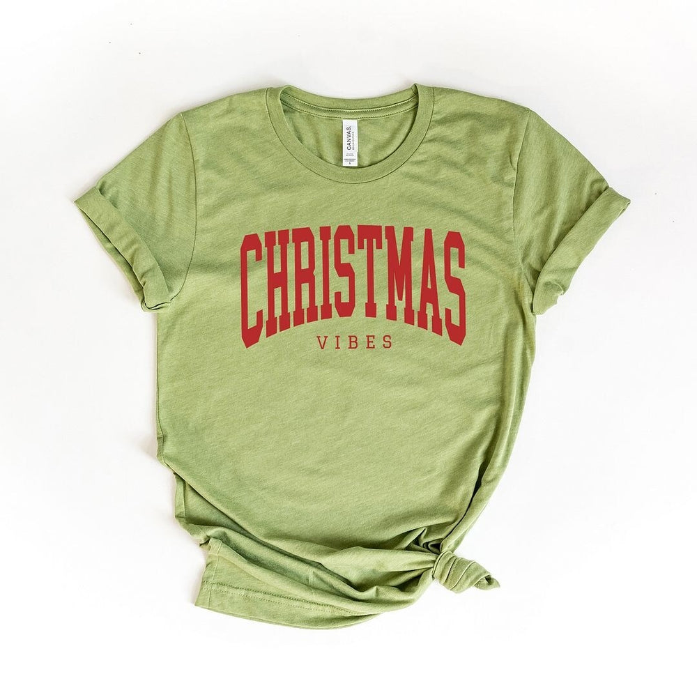 Christmas Vibes Varsity Short Sleeve Crewnneck Tee