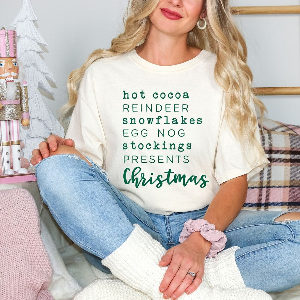 Christmas Words Garment Dyed Tee