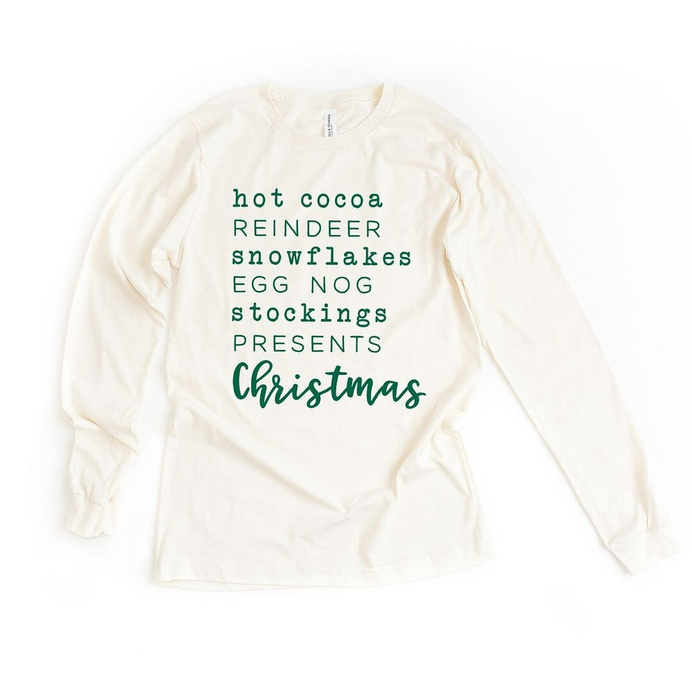 Christmas Words Long Sleeve Tee