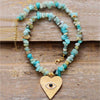 Chunky Amazonite Necklace With Goldtone All Seeing Eye Heart - White