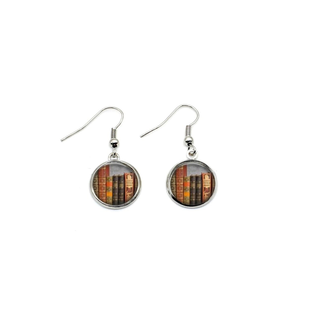 Circular Books On A Shelf Drop Earrings