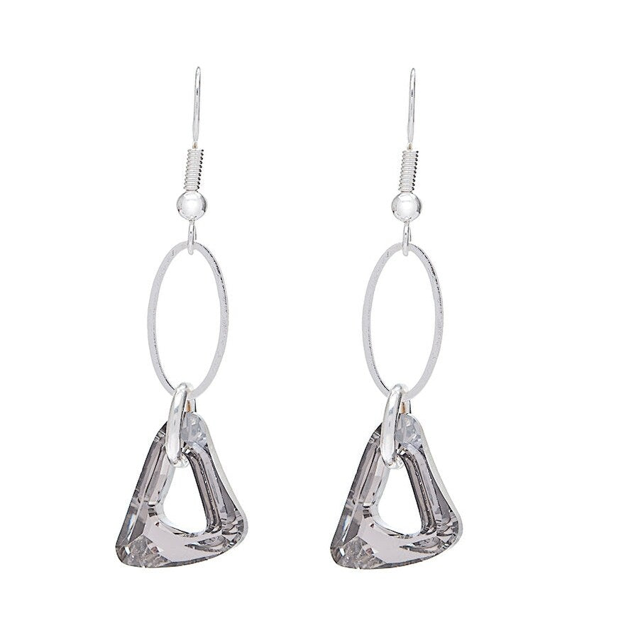 Clear Cal Swarovski Crystal Triangular Drop Earrings