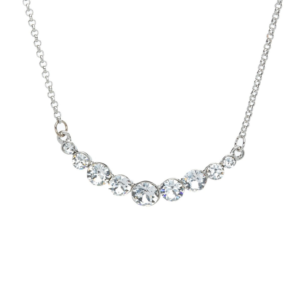 Clear Circular Swarovski Crystal Curved Necklace - White