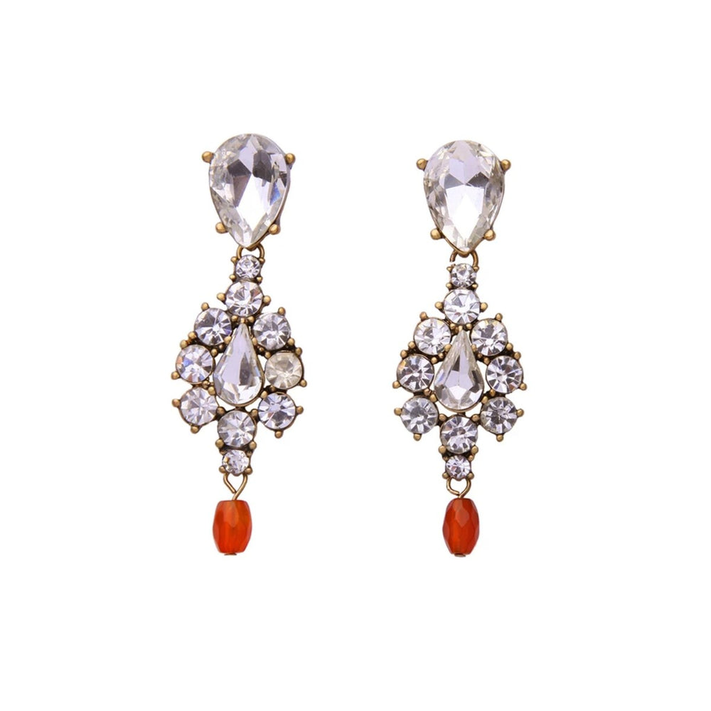 Clear Crystal Red Drop Earrings