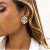 Clear Crystal Teardrop Imitation Pearl Stud Earrings