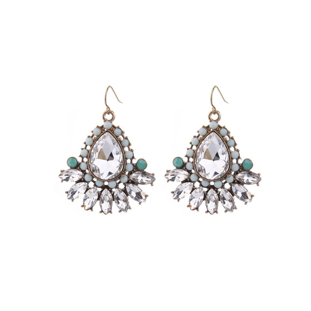 Clear Crystal Teardrop Mint Green Earrings