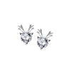 Clear Cubic Zirconia Deer Stud Earrings