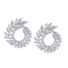 Clear Cubic Zirconia Leaves Circular Statement Stud Earrings (121819-14)