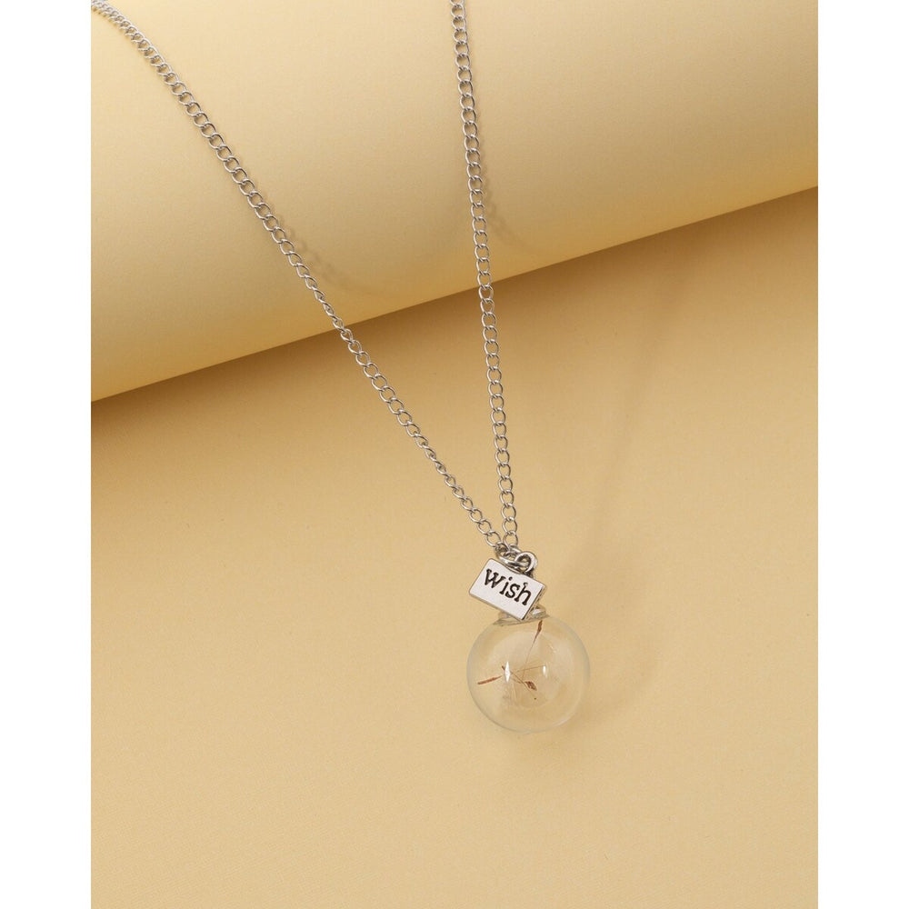 Clear Dandelion Wish Pendant Necklace - White