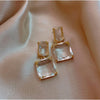 Clear Faceted Princess Cut Stud Earrings