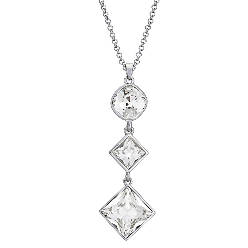 Clear Geometric Swarovski Crystal Drop Necklace