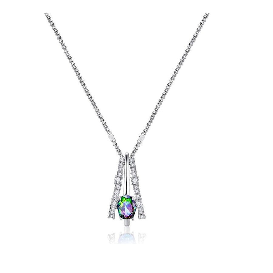 Clear Mystic Topaz Cubic Zirconia Pendant Necklace - White