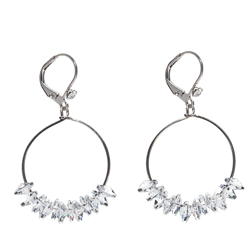 Clear Swarovski Crystal Clustered Hoop Earrings