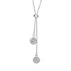 Clear Swarovski Crystal Dual Shamballa Drop Necklace - White