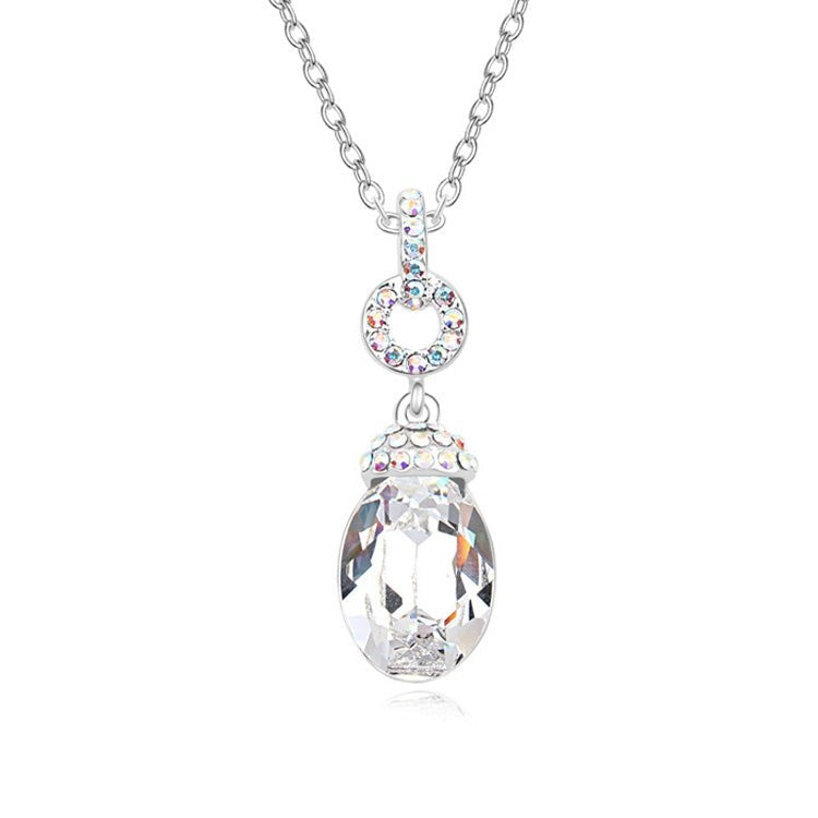 Clear Swarovski Crystal Elegant Drop Pendant Necklace - White